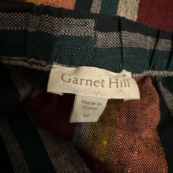 GARNET HILL Essential Linen Pull-On Skirt Mini in Harvest Stripe - Picture 5 of 8